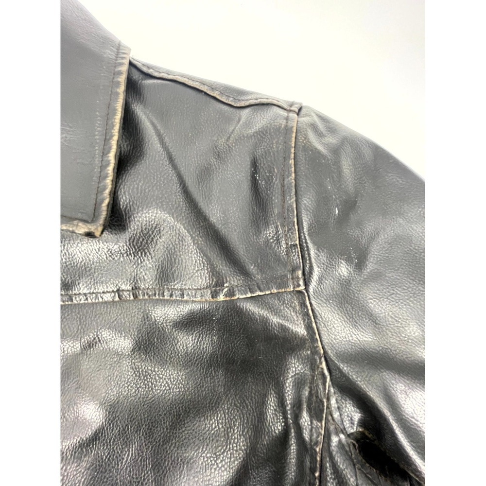 Vintage Whispering‎ Smith Leather Biker Jacket Mens 14/16 Black Quilted Lined - Picture 5 of 14